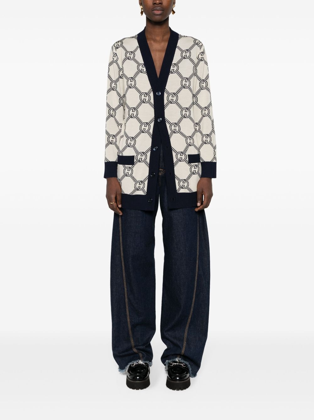 GG-jacquard reversible cardigan - 6