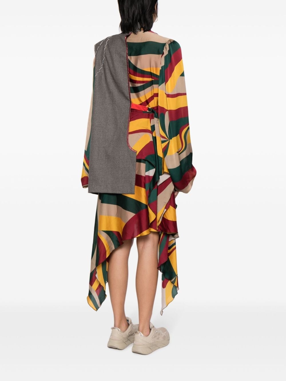 layered-panels asymmetric midi dress - 4