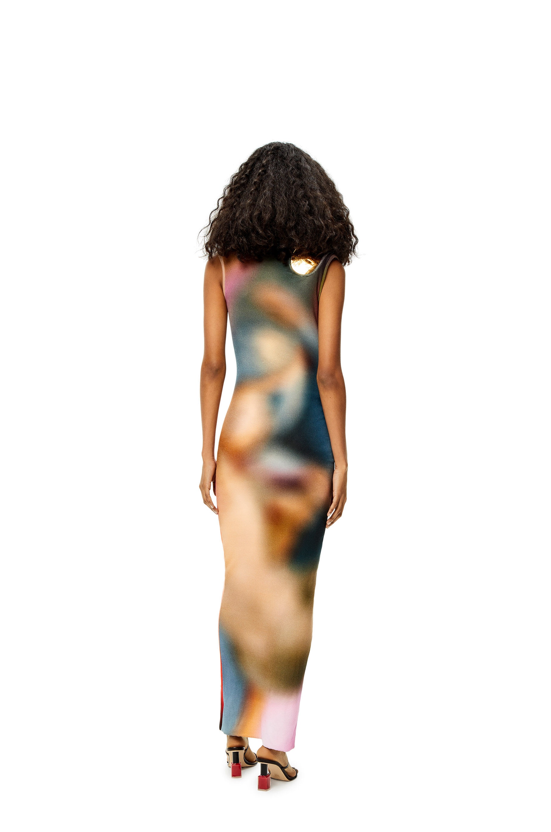 Metal plate long print dress in cotton - 3