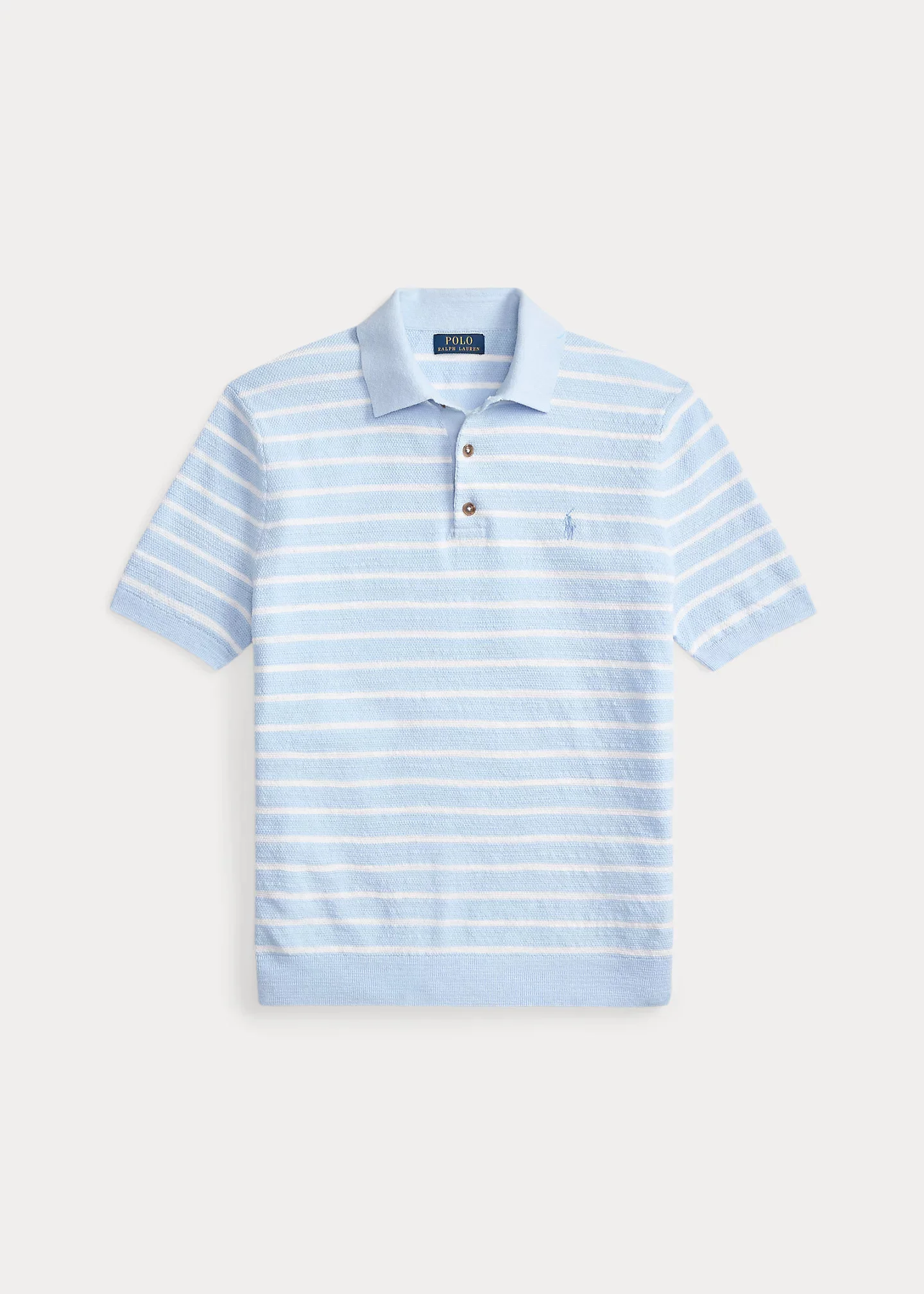 Striped Cotton-Linen Polo Sweater - 1