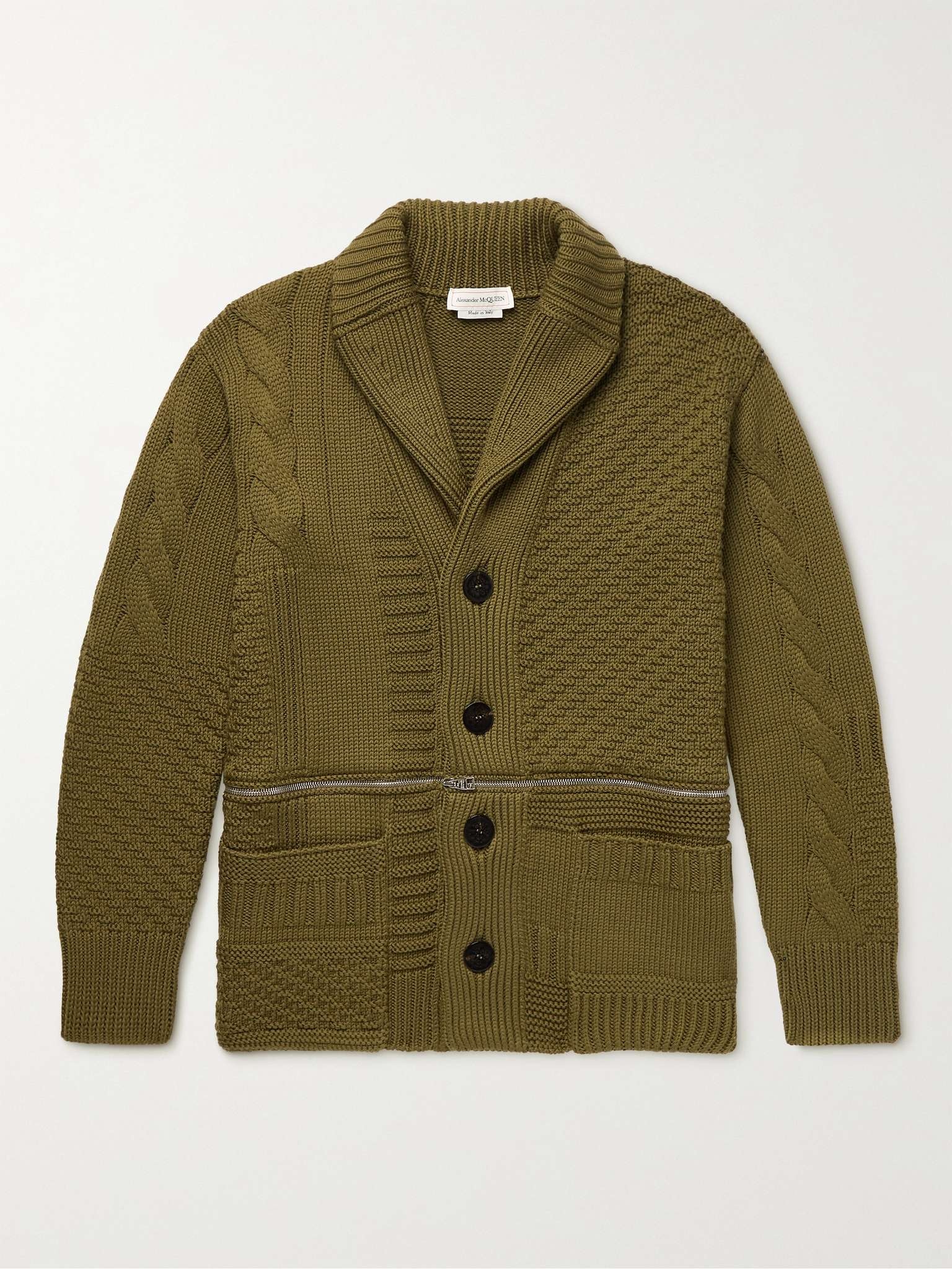 Shawl-Collar Zip-Detailed Wool Cardigan - 1