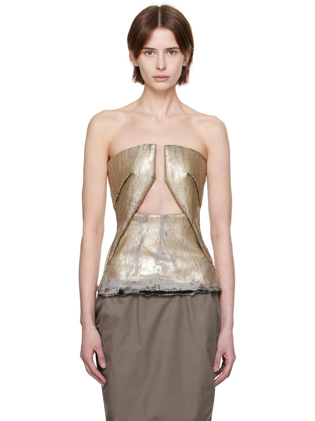 Gold Hollywood Woven Prong Denim Top - 1