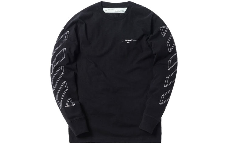 Men's Off-White 3D Printing Hollow Out Arrow Long Sleeves Black T-Shirt OMAB001E181850021001 - 2