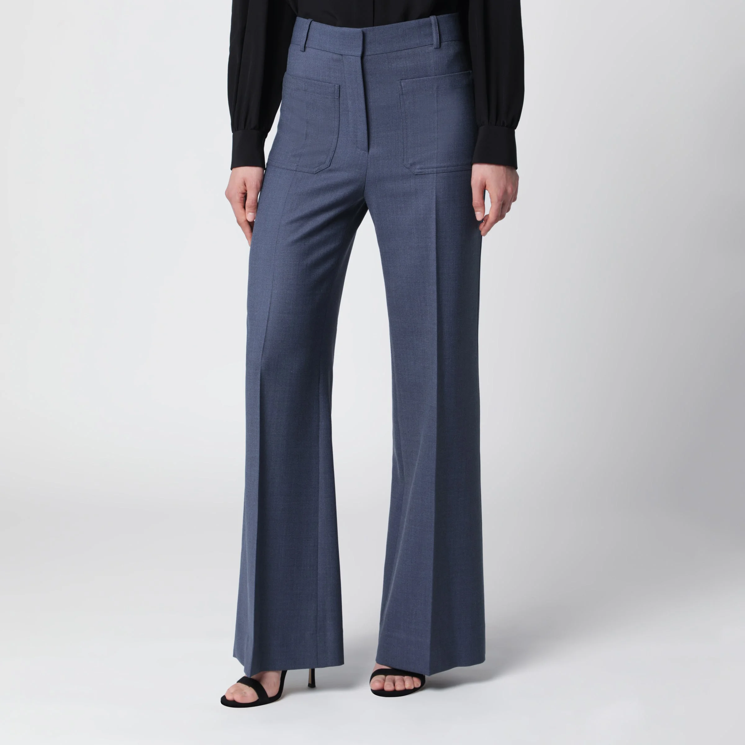 Alina trousers in blue mélange wool blend - 1