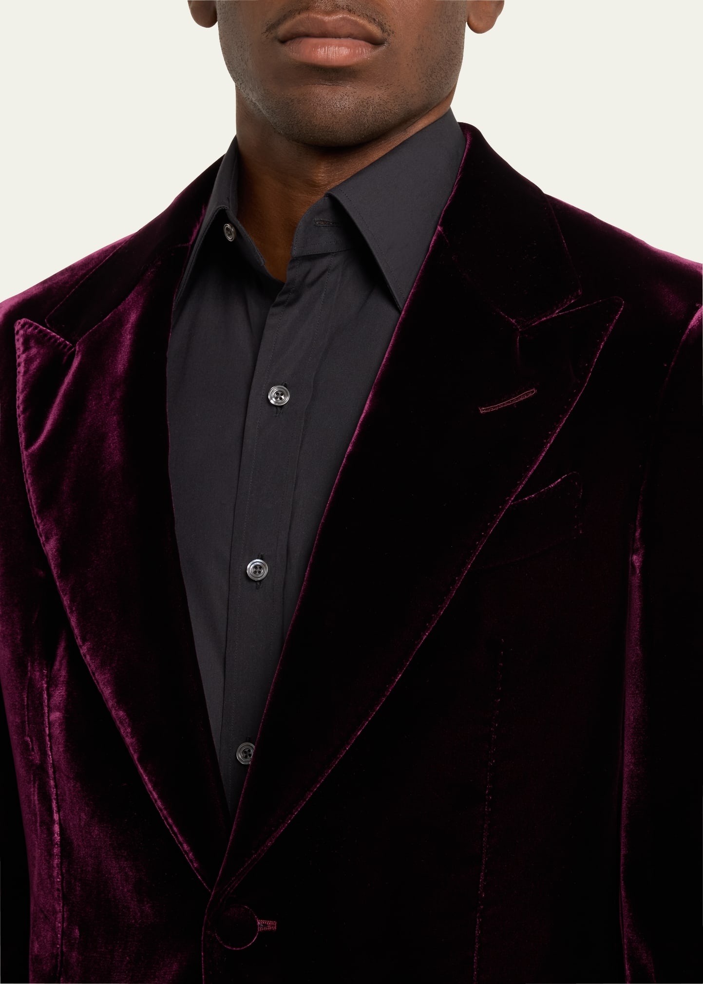 Men's Wool-Silk Velvet Cocktail Jacket - 5