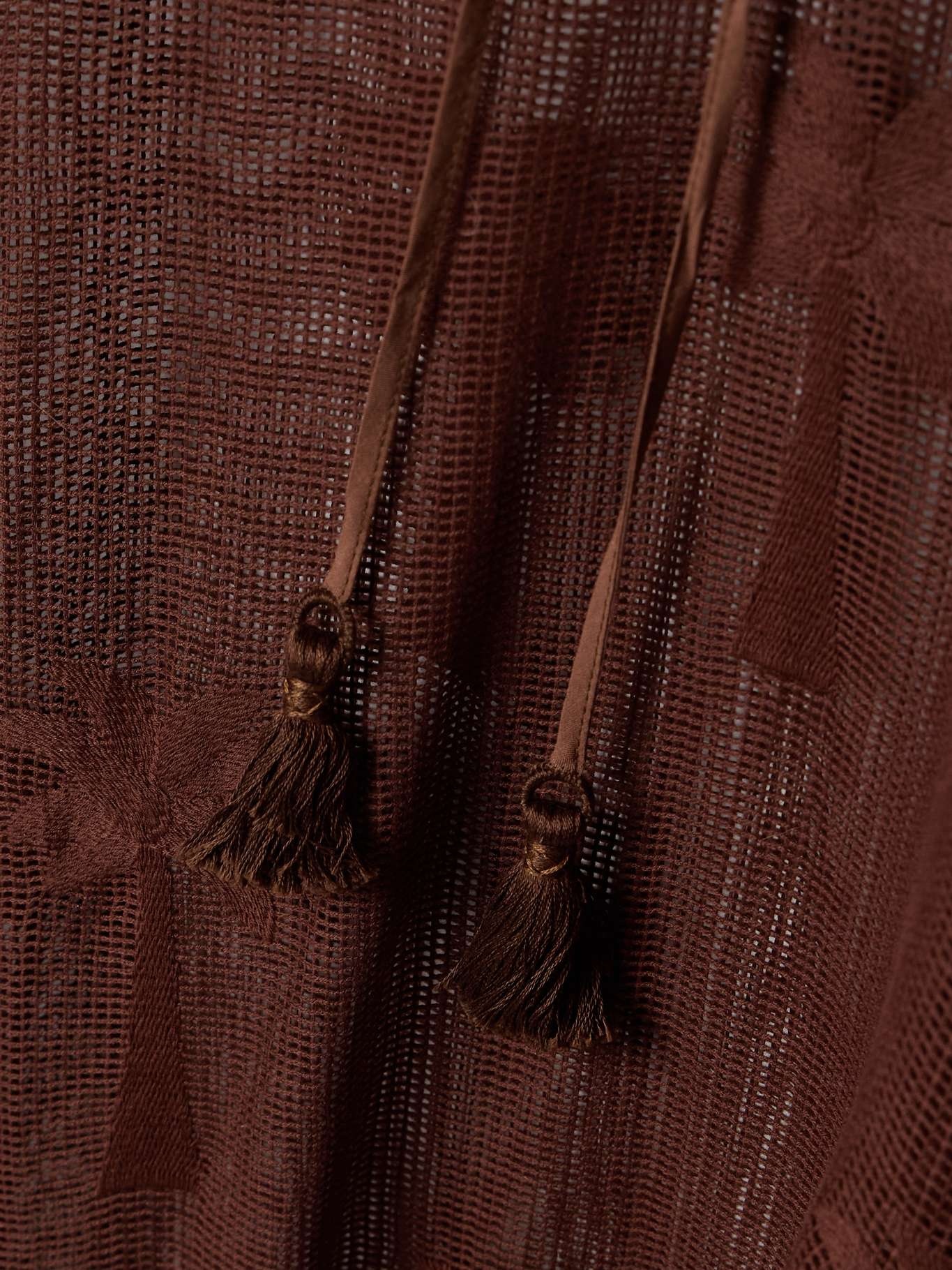 Embroidered cotton-mesh coverup Chocolate - 4