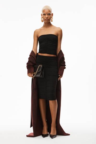 Alexander Wang RUCHED MIDI SKIRT IN STRETCH NYLON outlook