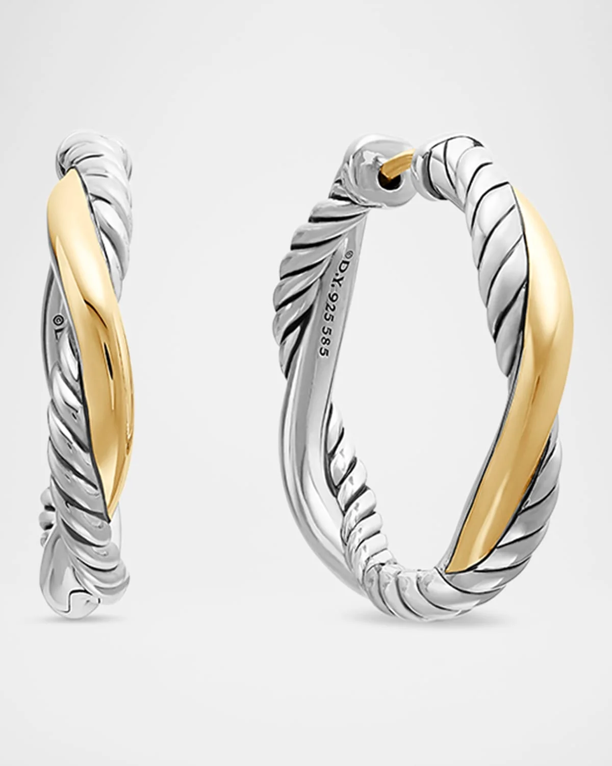 Petite Infinity Hoop Earrings in Silver and 14K Gold, 4mm, 0.68"L - 1