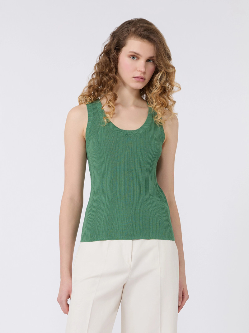 COSE Viscose yarn sleeveless jumper - GREEN 3
