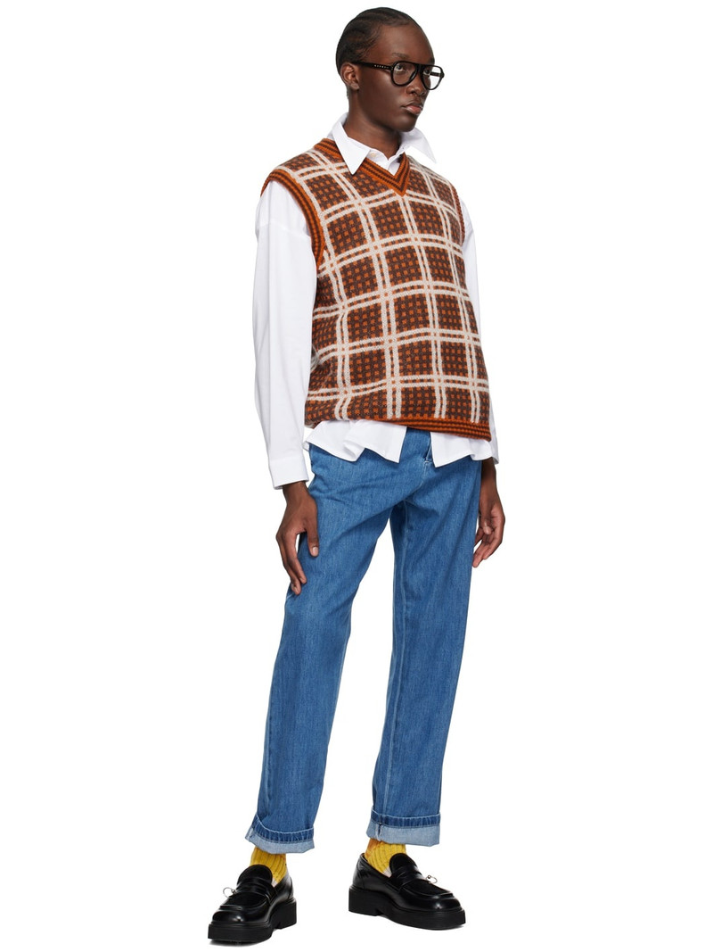 Marni Orange & Brown Plaid Vest outlook