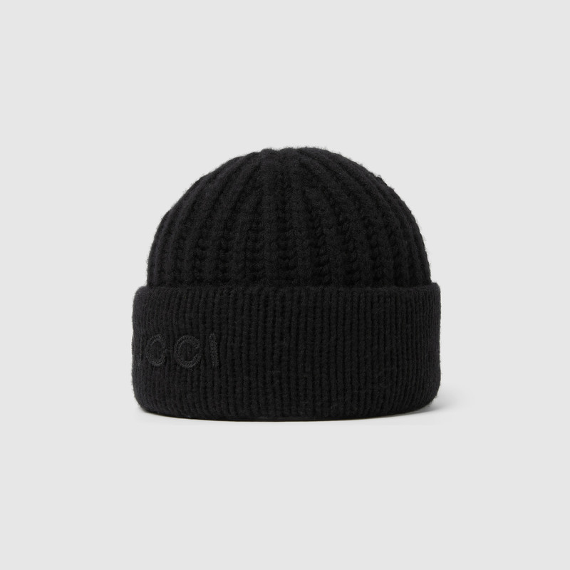 GUCCI Wool cashmere hat with embroidery outlook