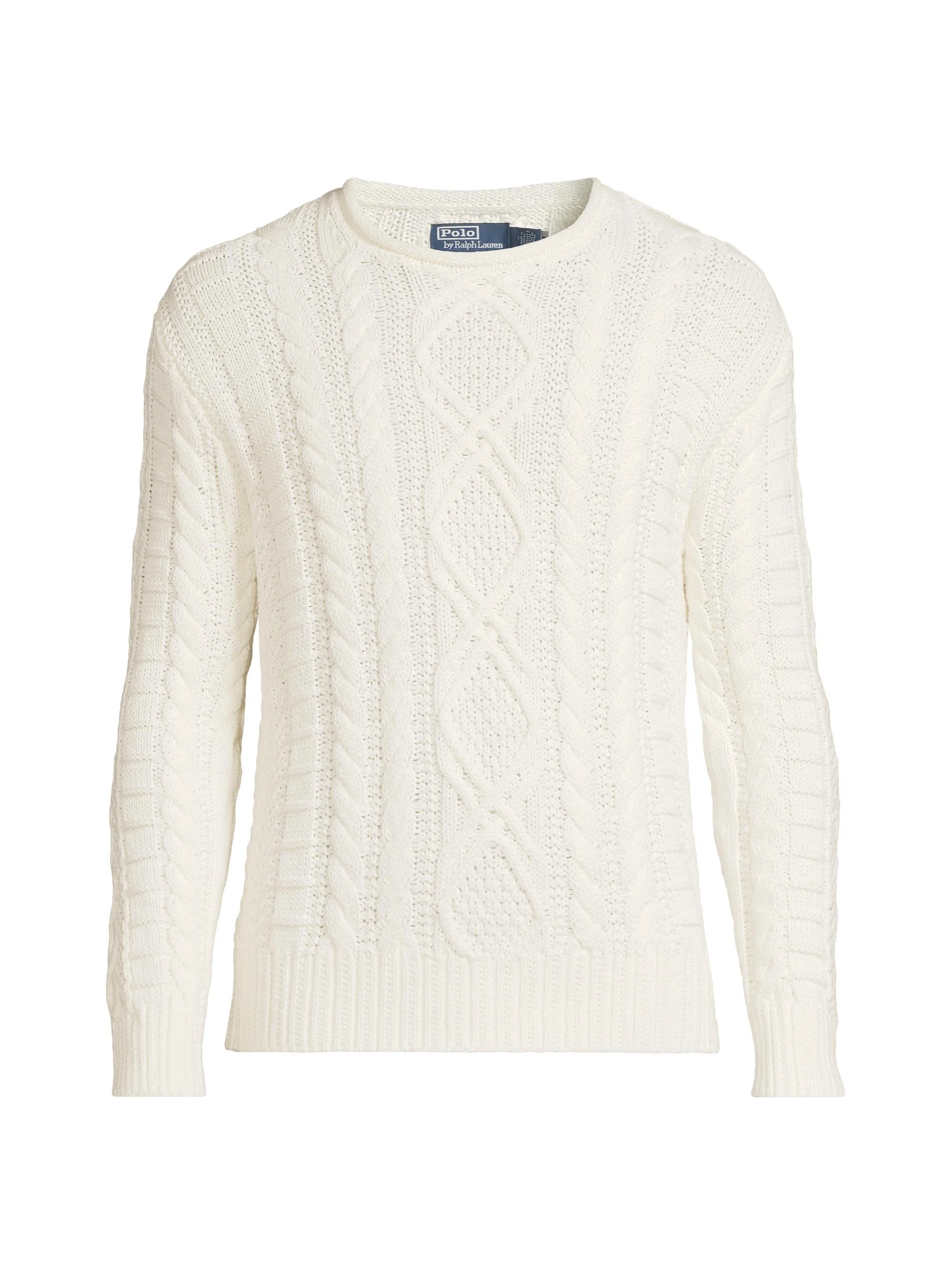 Men's Aran-Knit Cotton Rollneck Sweater - Deckwash White - 1