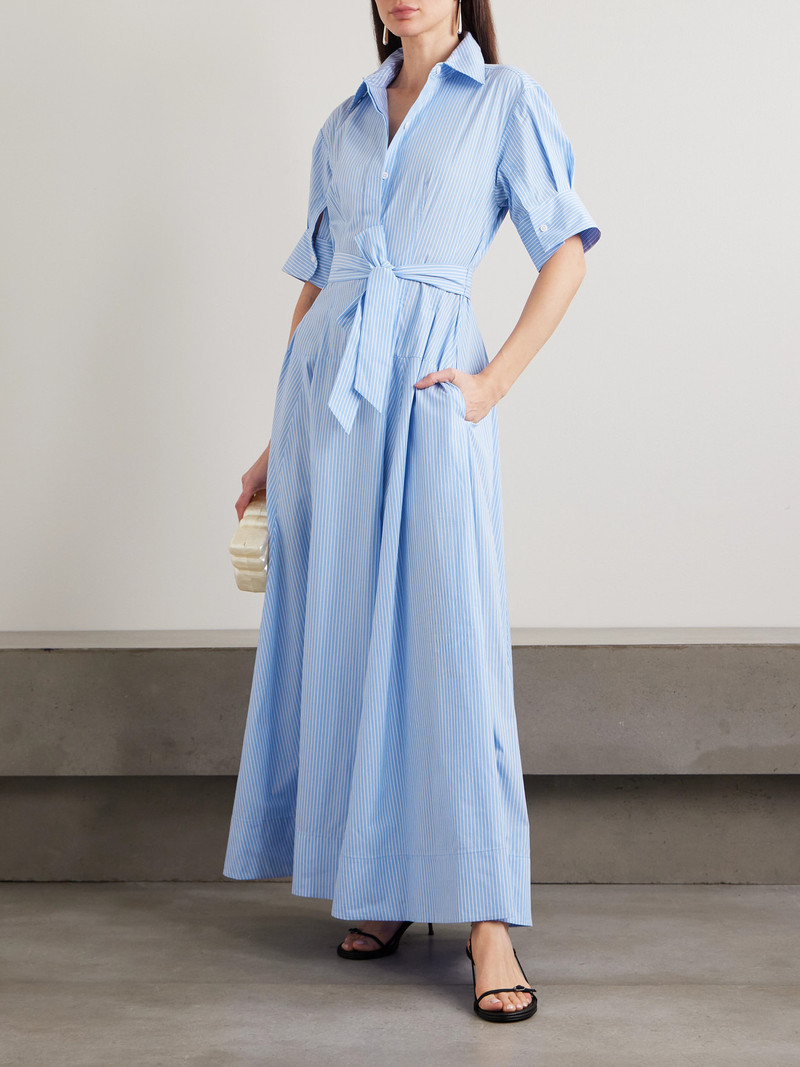 SIMKHAI Truman Belted Striped Cotton Midi Shirt Dress outlook