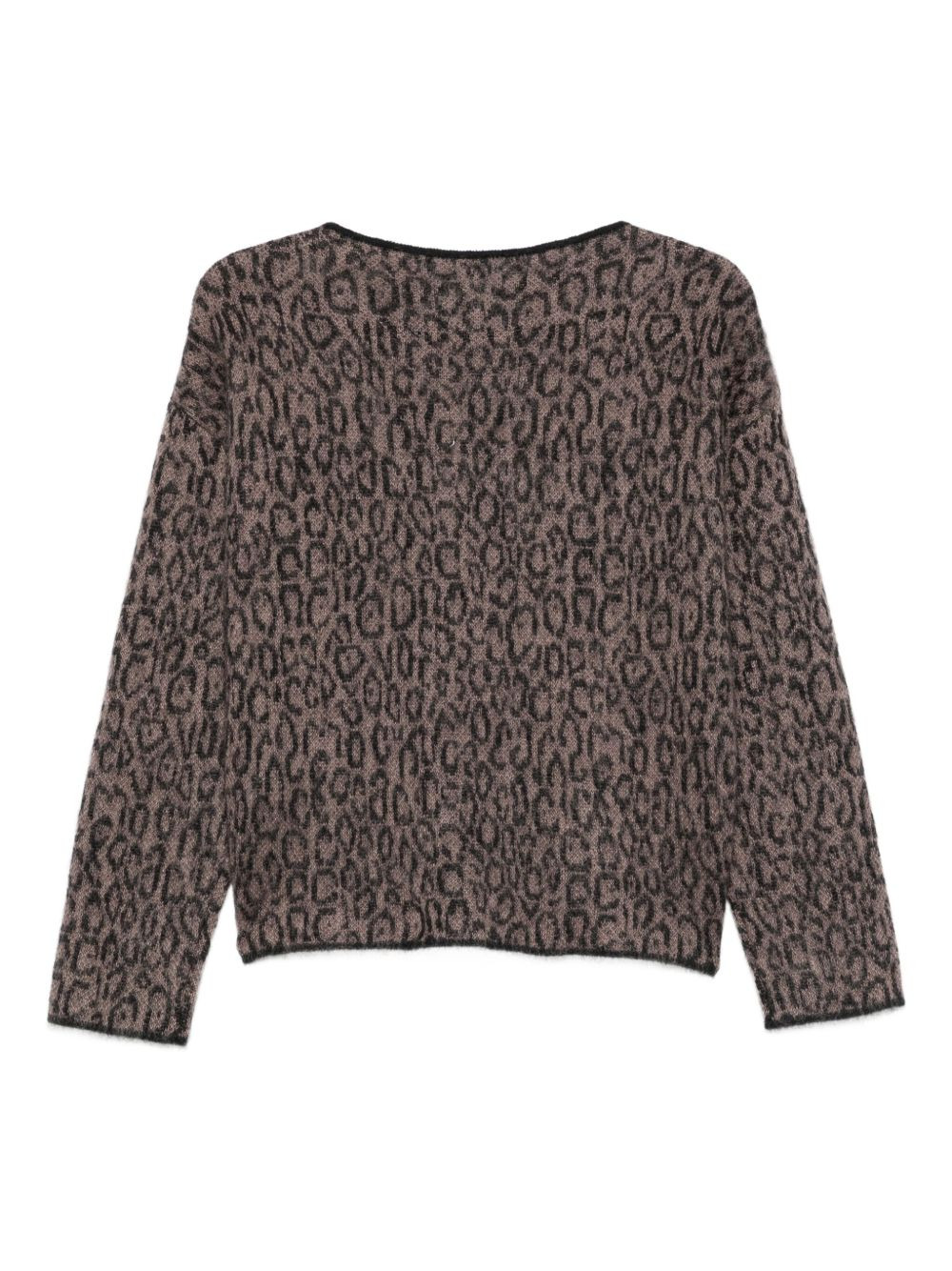 leopard-print crew-neck sweater - 2