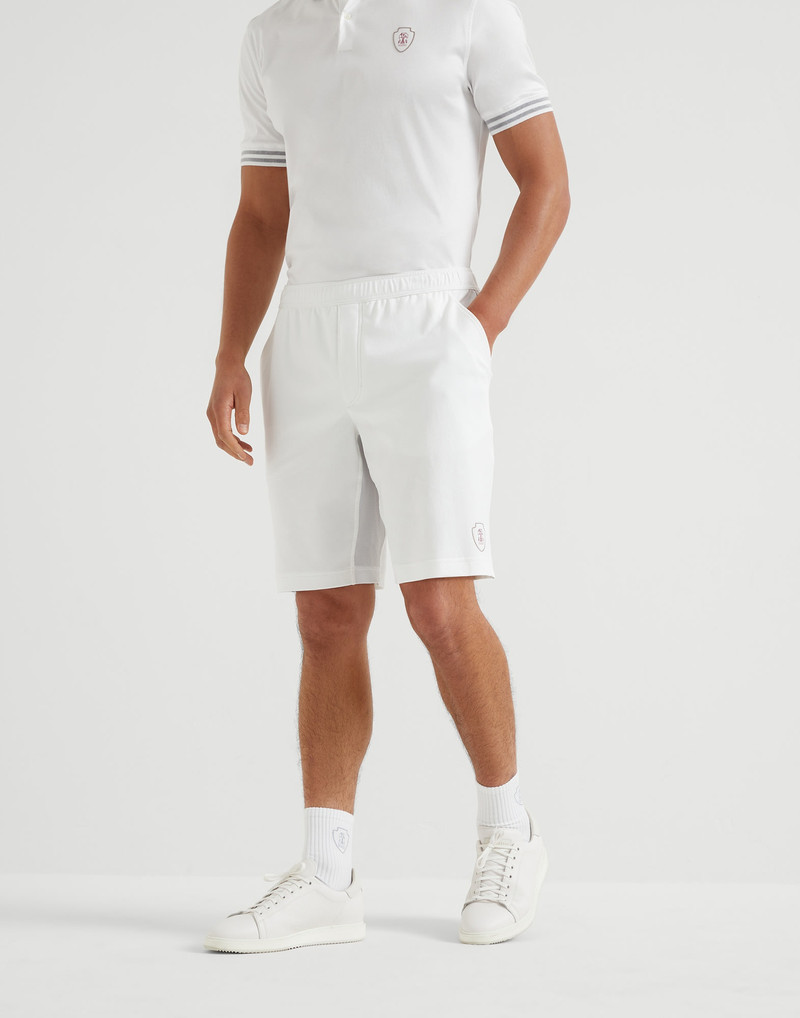 Cotton interlock shorts with logo - 1