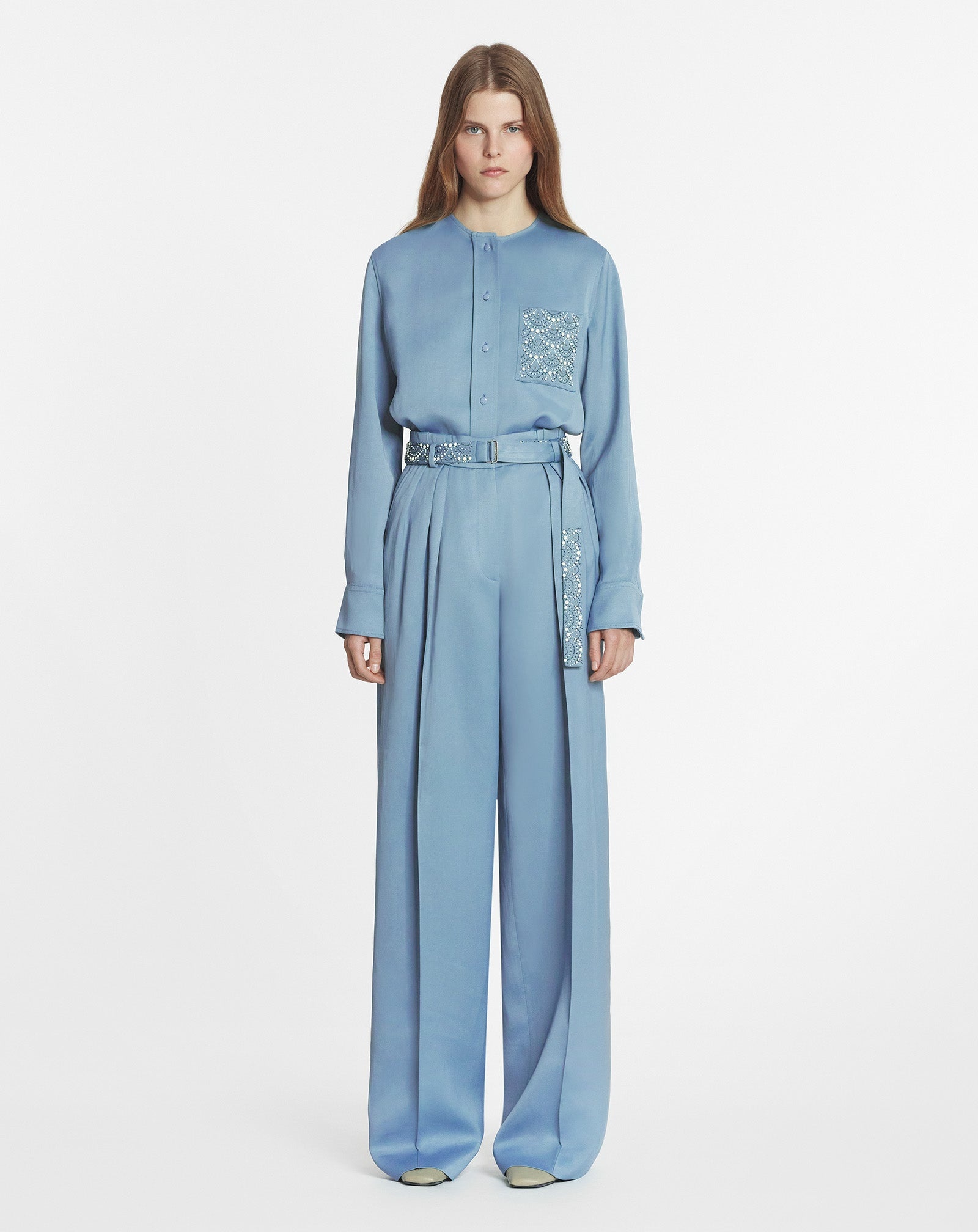 EMBROIDERED WIDE-LEG PANTS - 2