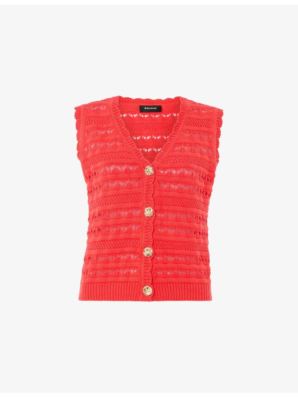 Pointelle V-Neck Button-Down Cotton Tank - 1