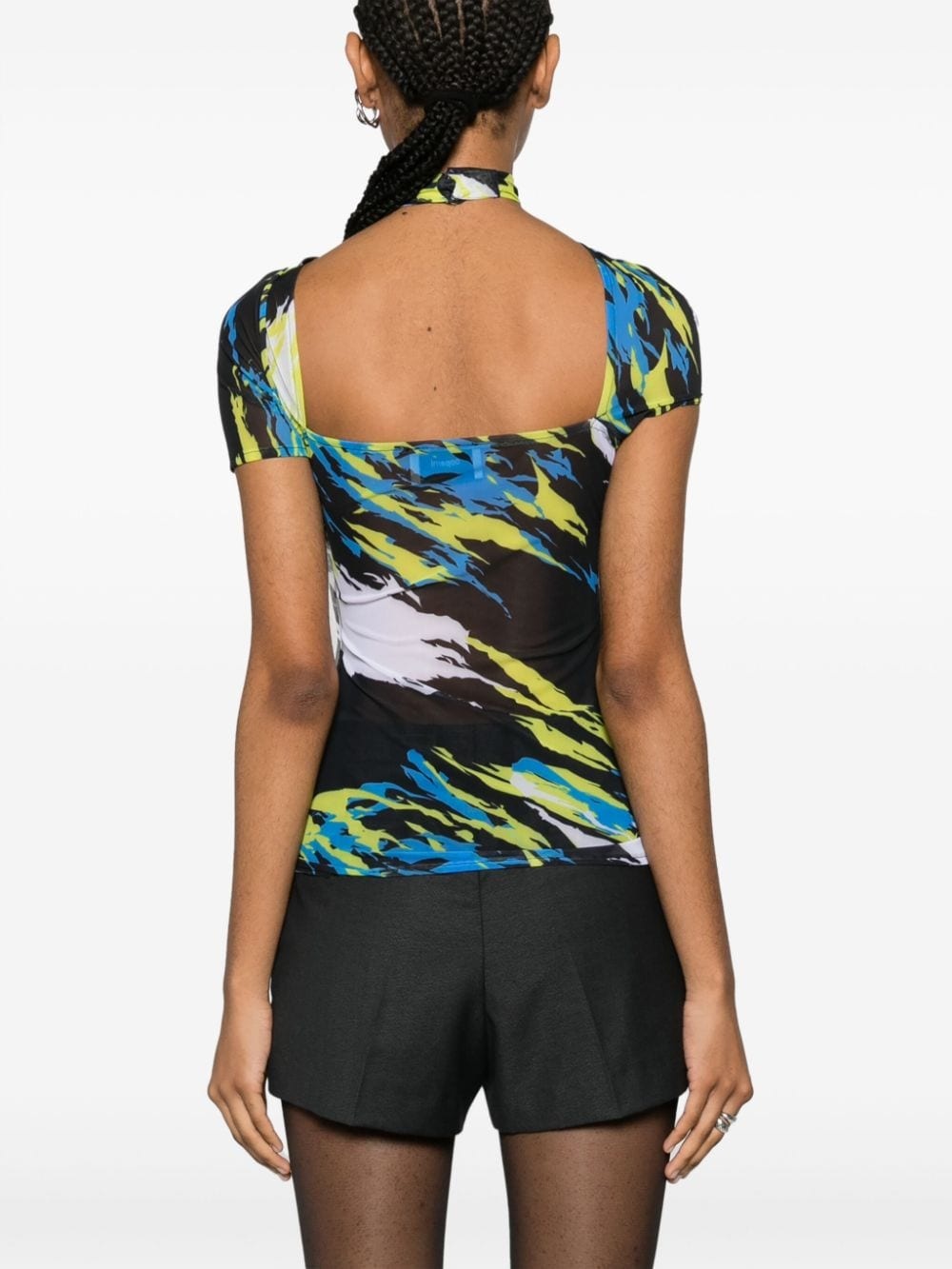 semi-sheer graphic-print dress - 4