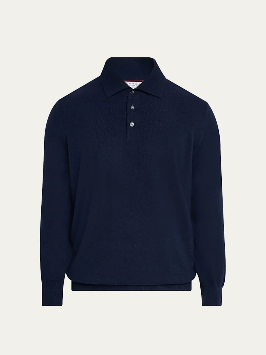 Men's Premium Cashmere Polo Sweater - 1