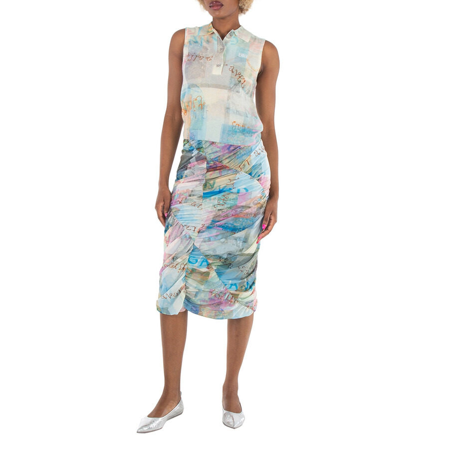 Ganni Abstract Print Cashmere Sleeveless Polo - 6