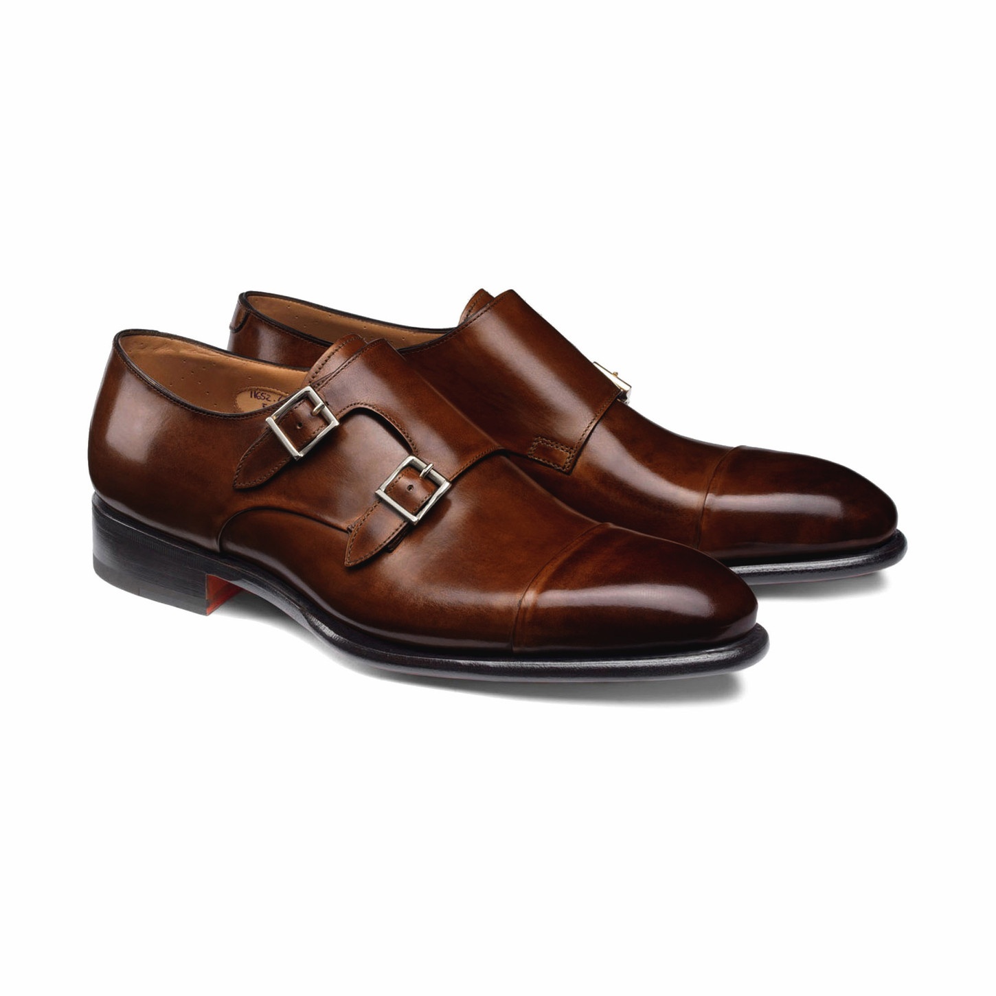 Men's mid brown leather double-buckle shoe - 5