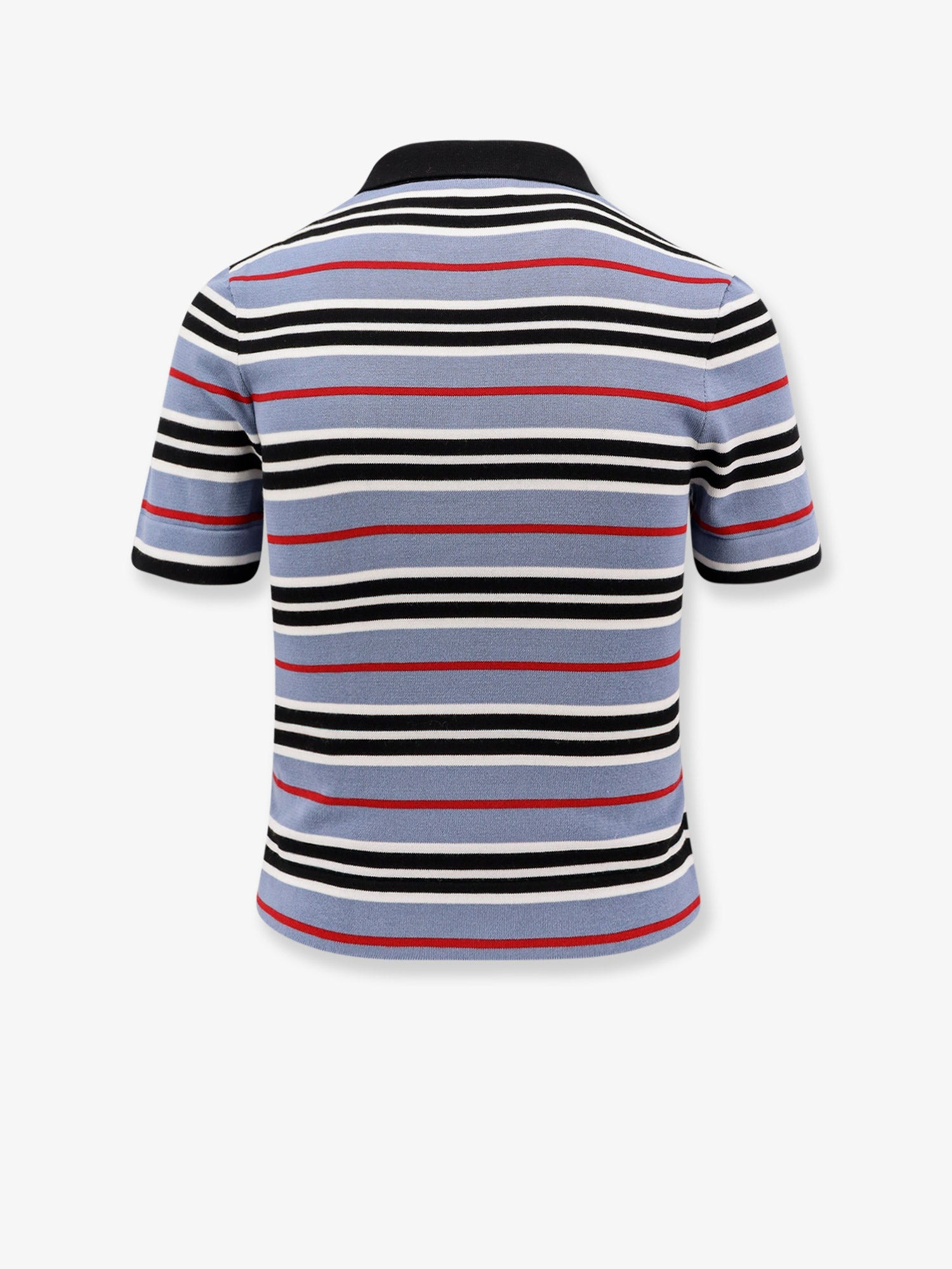 COTTON KNIT POLO SHIRT WITH STRIPED MOTIF - 2