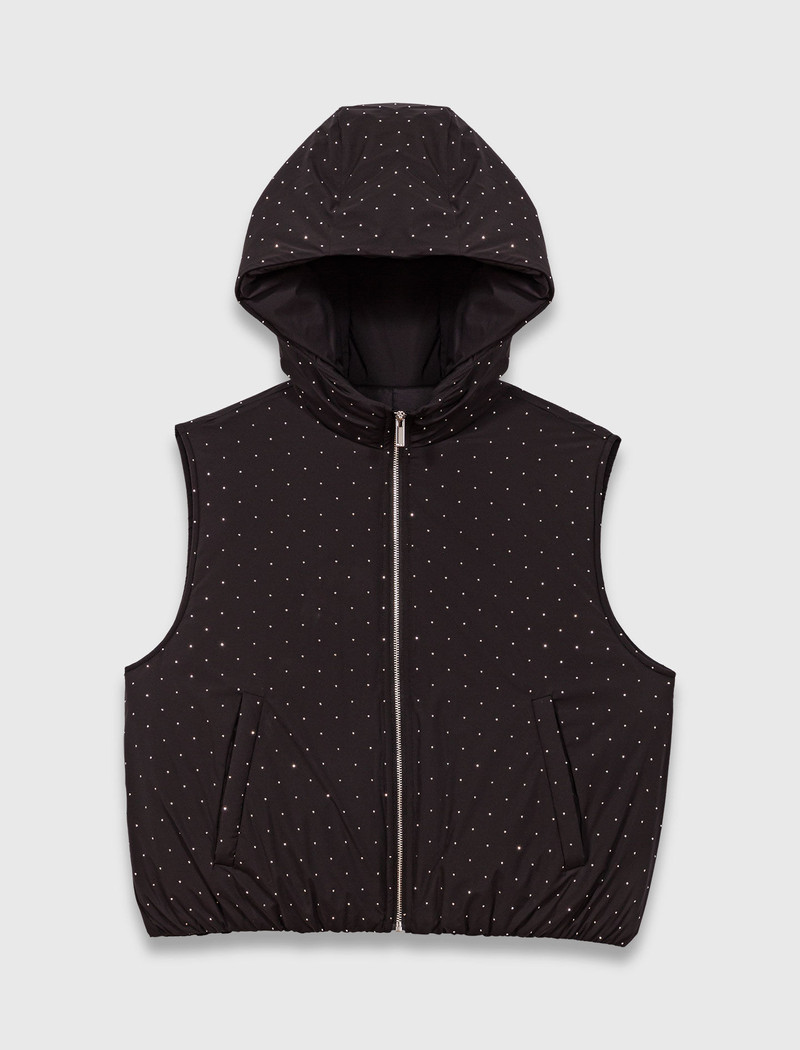 Rhinestone sleeveless puffer vest 1
