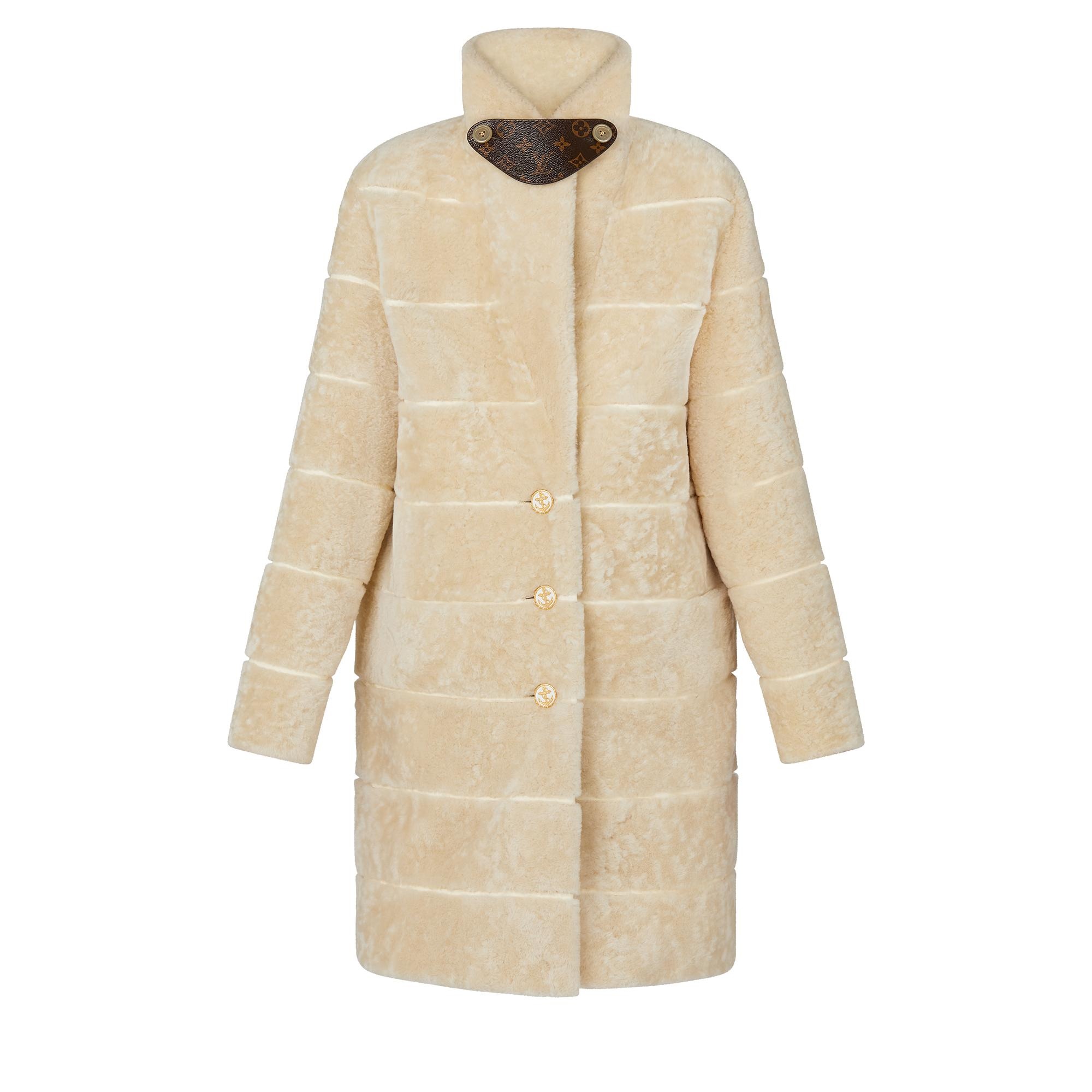 Striped Effect Merino Shearling Coat - 4