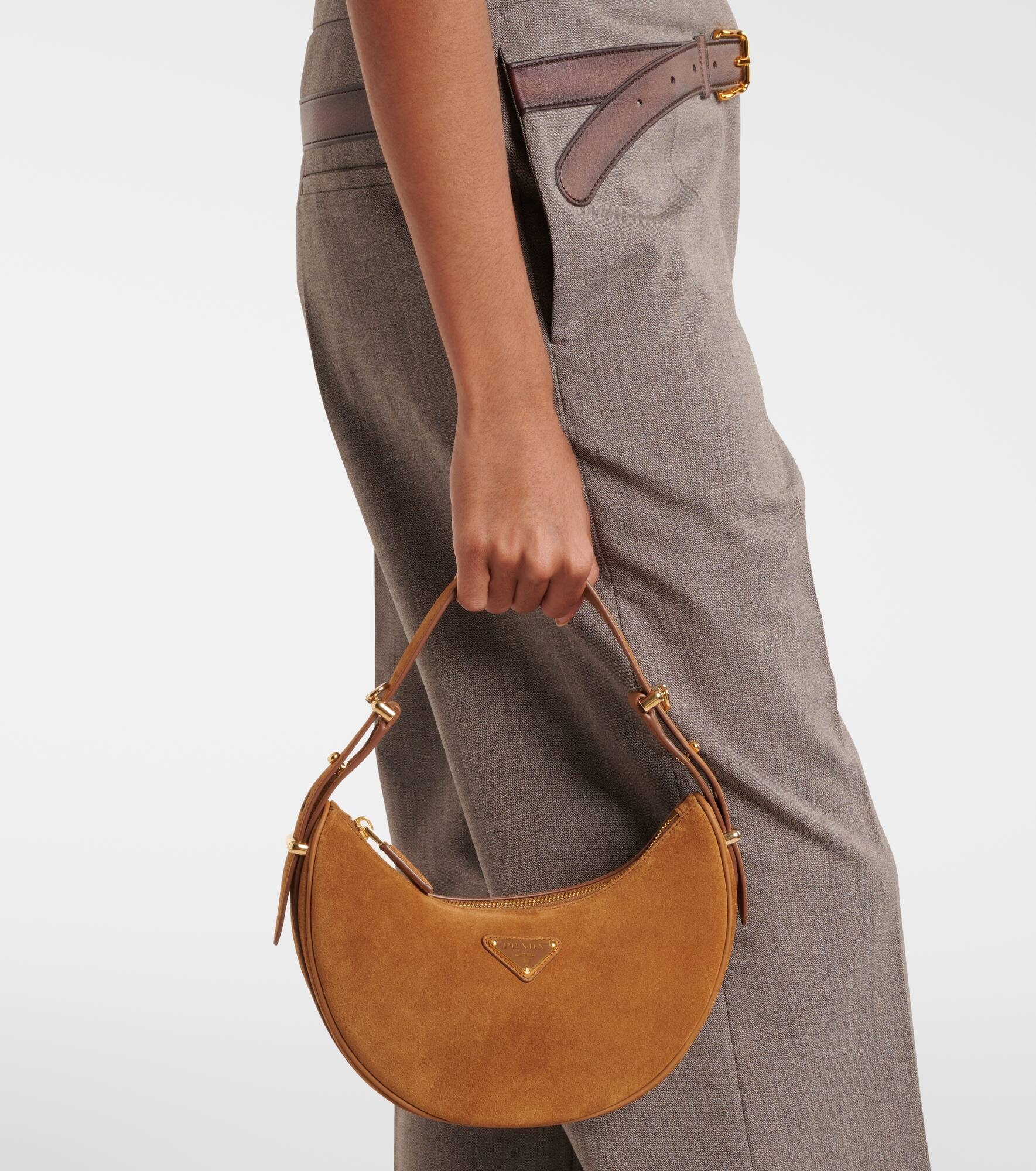 Prada Arqué suede shoulder bag - 7