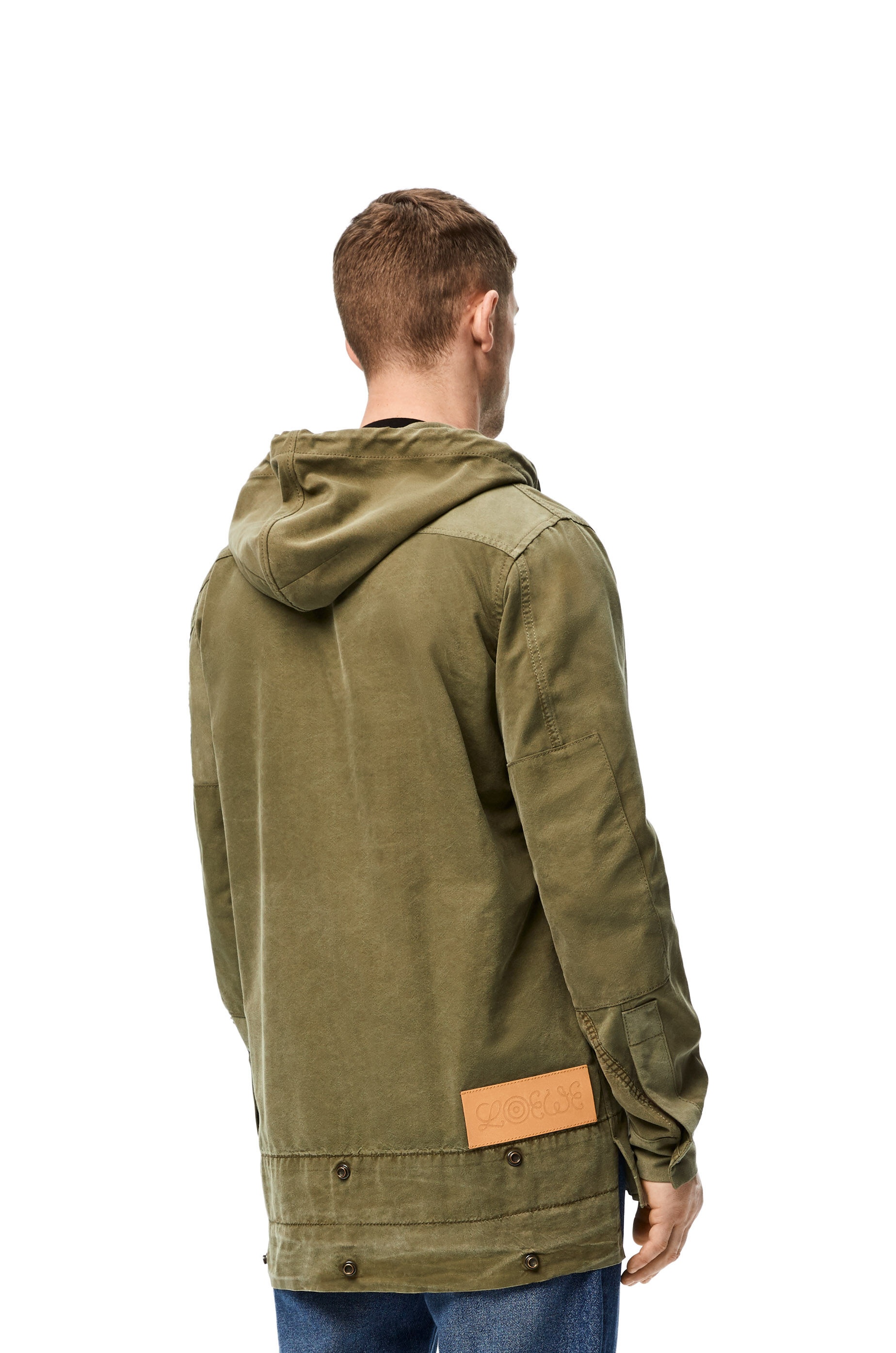 Patch pocket hooded shirt in cotton - 3