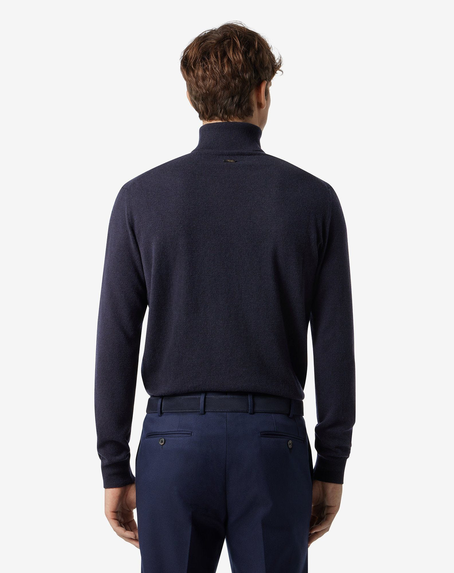 Blue wool and cashmere mock turtleneck - 3
