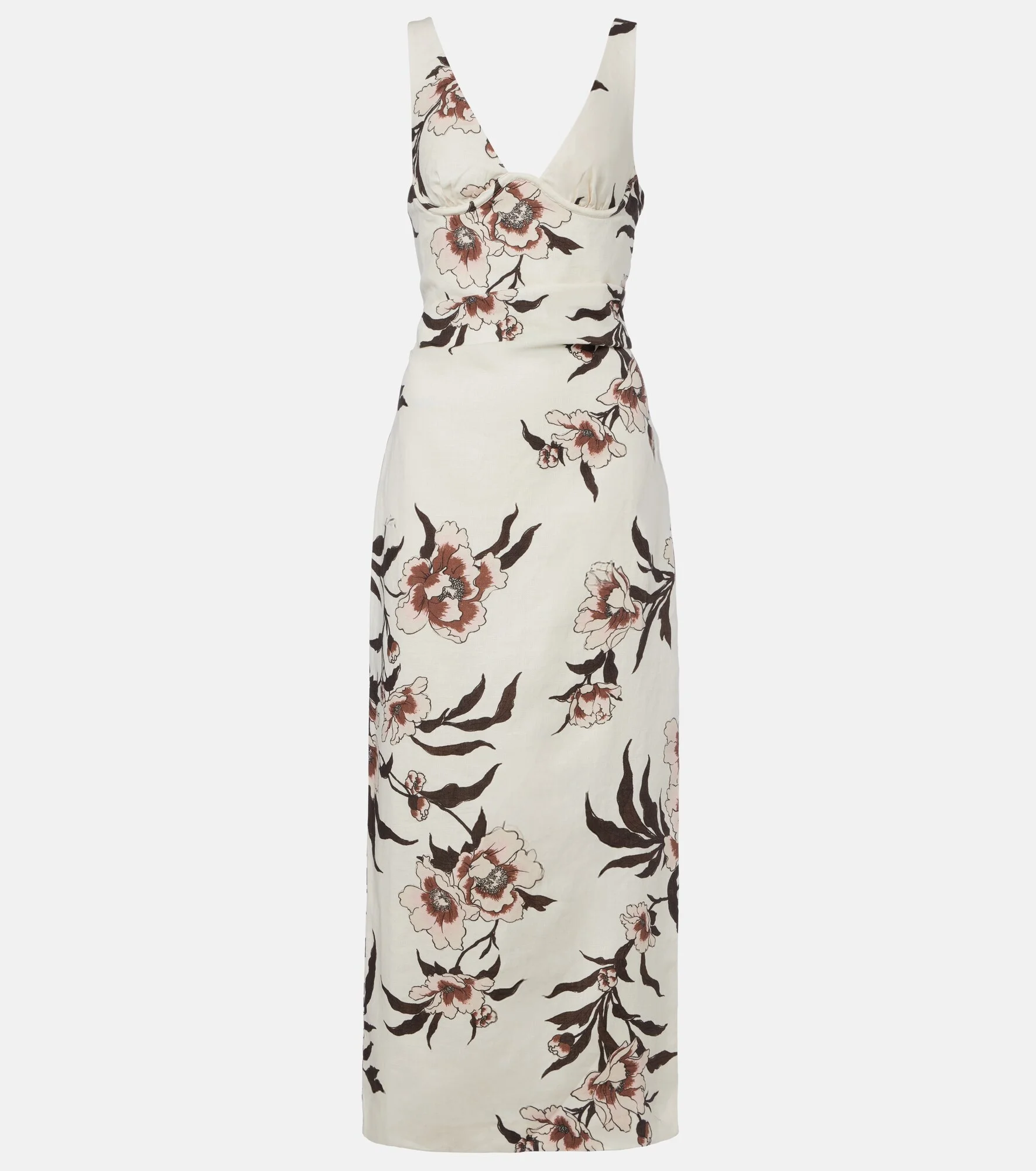 Floral linen maxi dress - 1