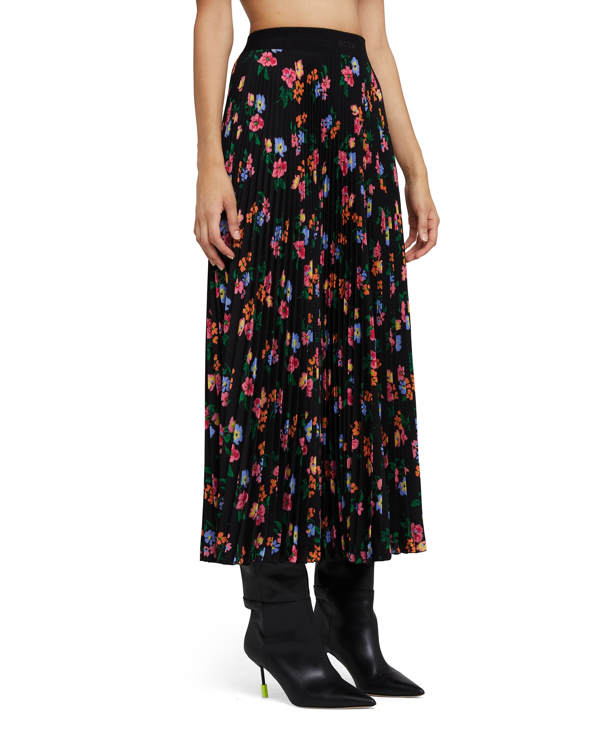 Pleated midi skirt with "fresh bouquet techno" print - 5