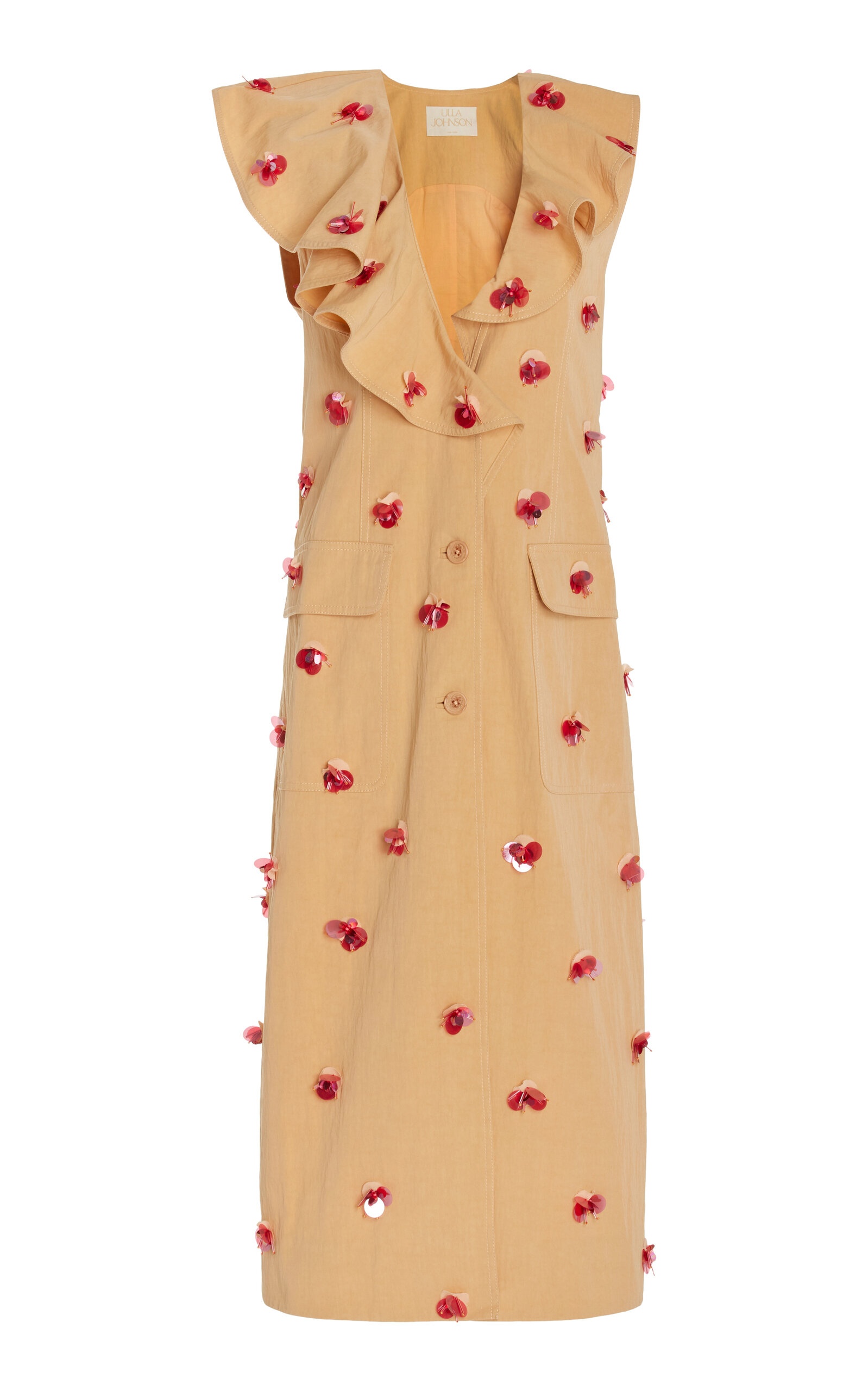 Harper Embellished Cotton-Blend Sleeveless Coat khaki - 1