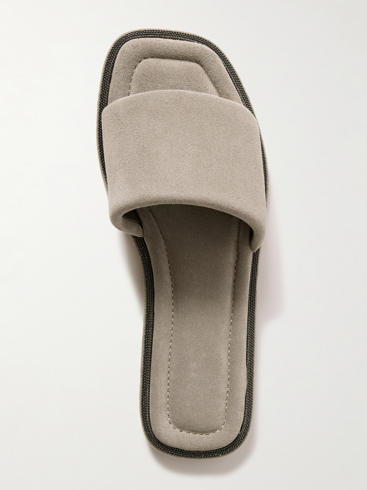 Bead-embellished Suede Slides - 5