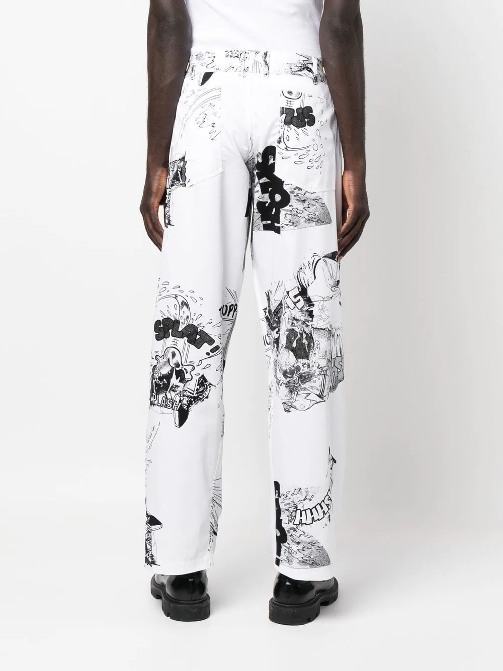 comic-print cotton trousers - 4