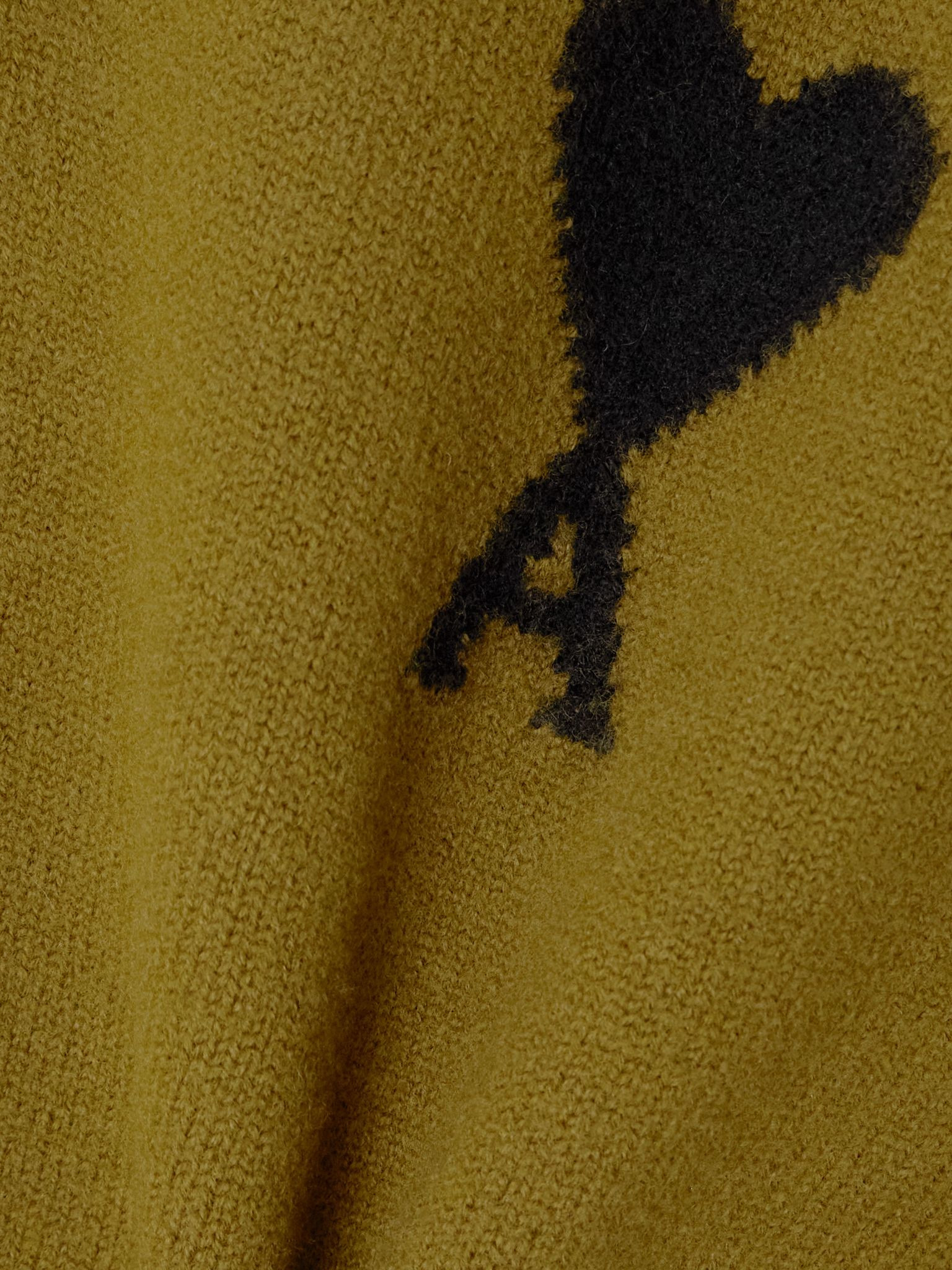 Intarsia wool polo sweater Army green - 5