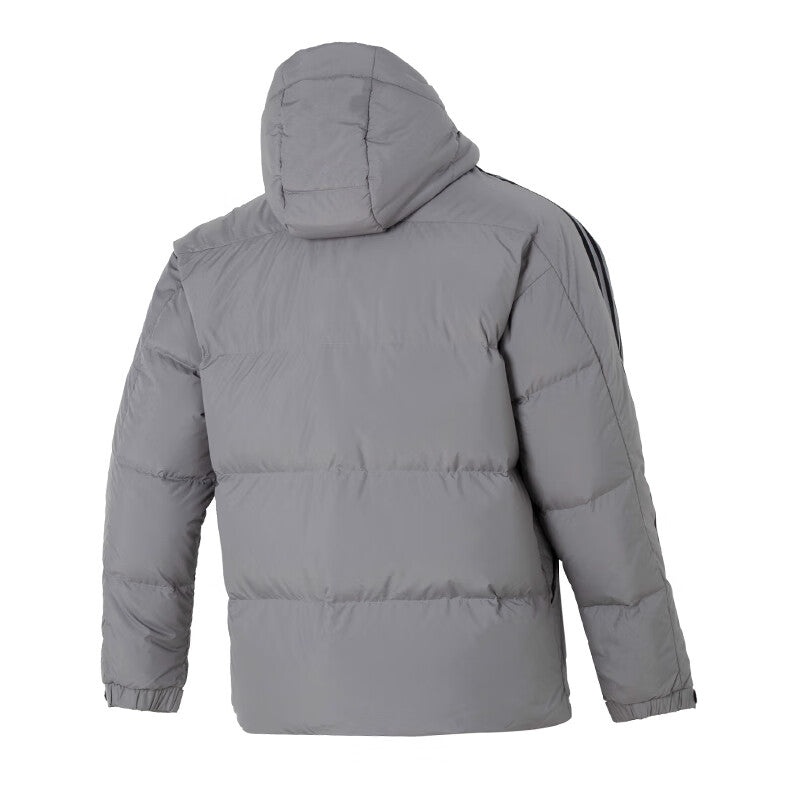 adidas 3-Stripe Puff Down Coat 'Gray Black' IT8733 - 2