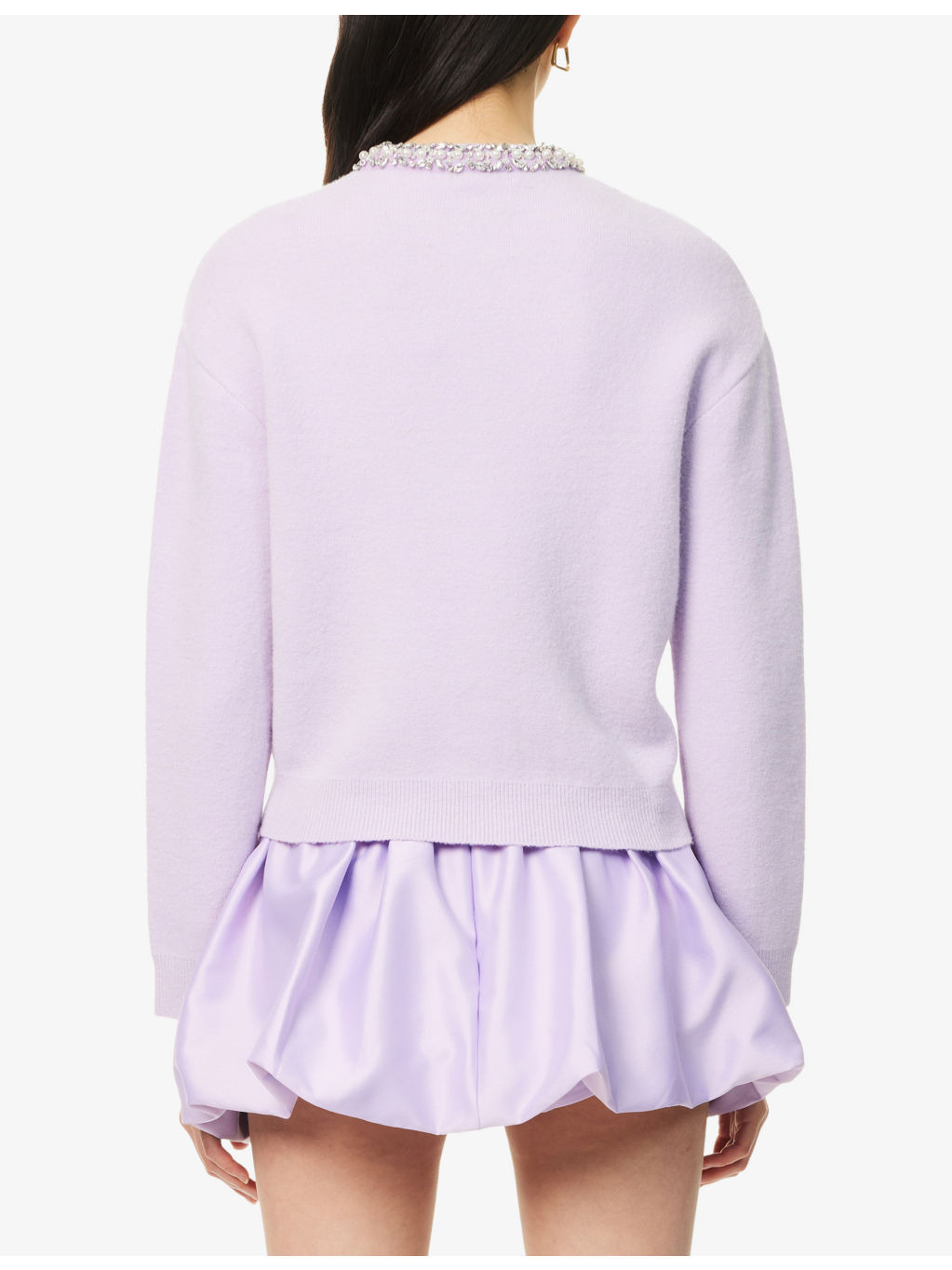 Round-Neck Crystal-Embellished Knit Cardigan - 4