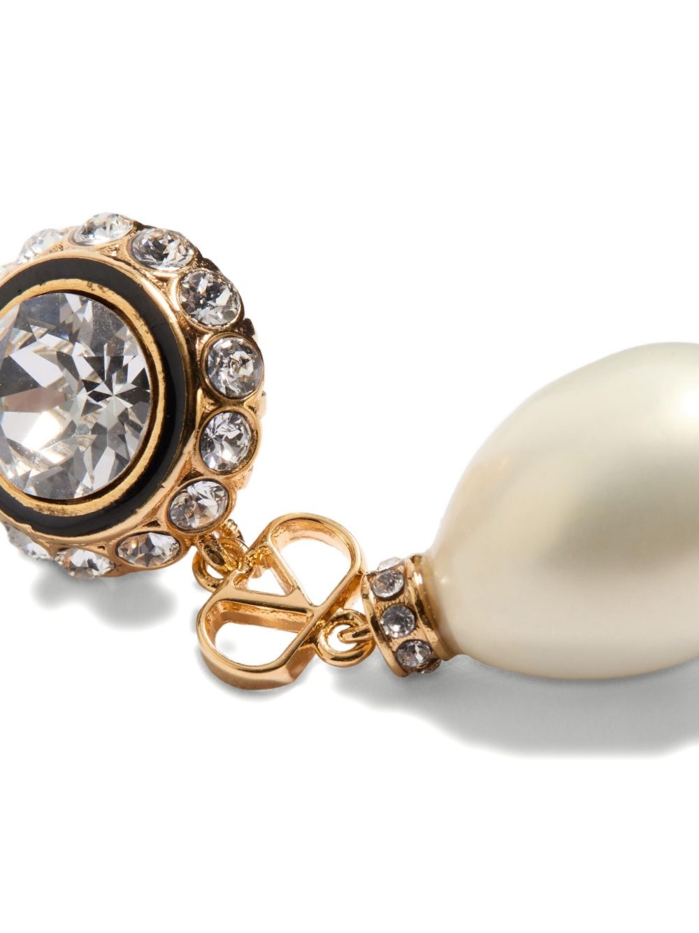 VLOGO SIGNATURE EARRINGS IN METAL, ENAMEL, PEARLS AND CRYSTALS - 5
