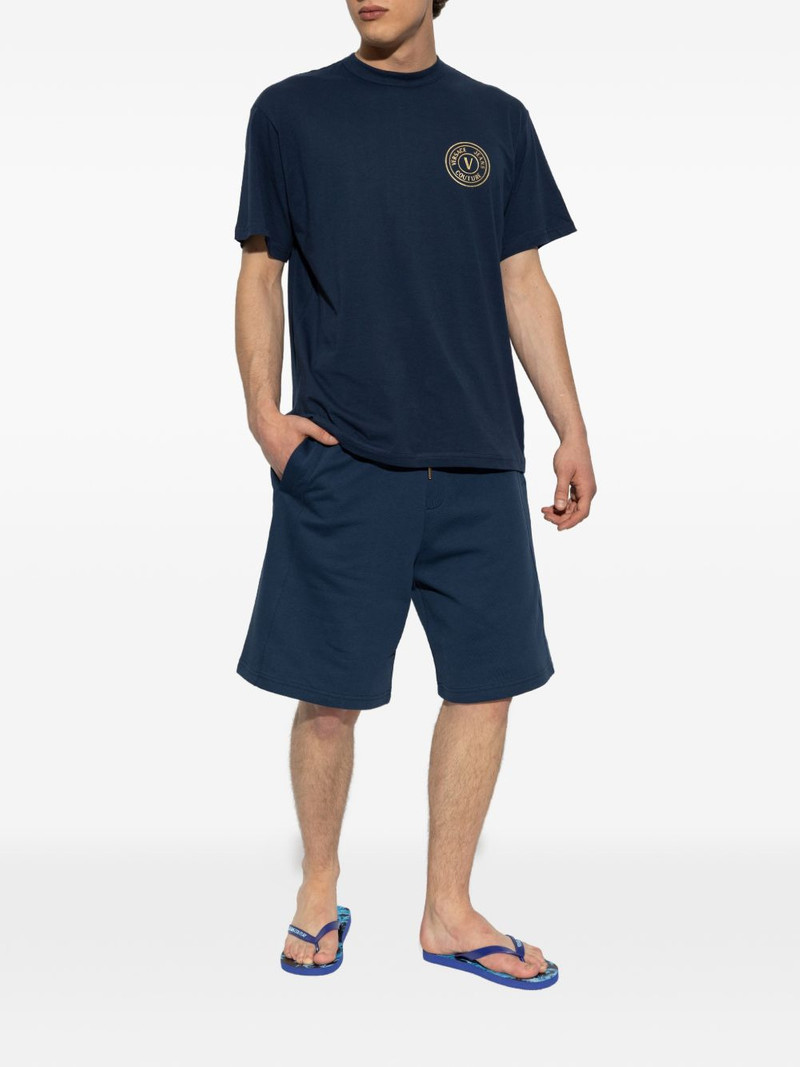 VERSACE JEANS COUTURE drawstring-detail logo-patch cotton shorts outlook