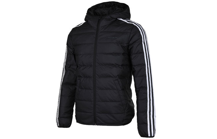 adidas neo Windproof Stay Warm Casual hooded Zipper Down Jacket Black GJ8784 - 3