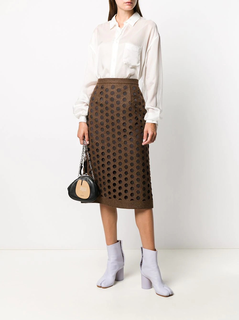 laser-cut midi skirt - 2