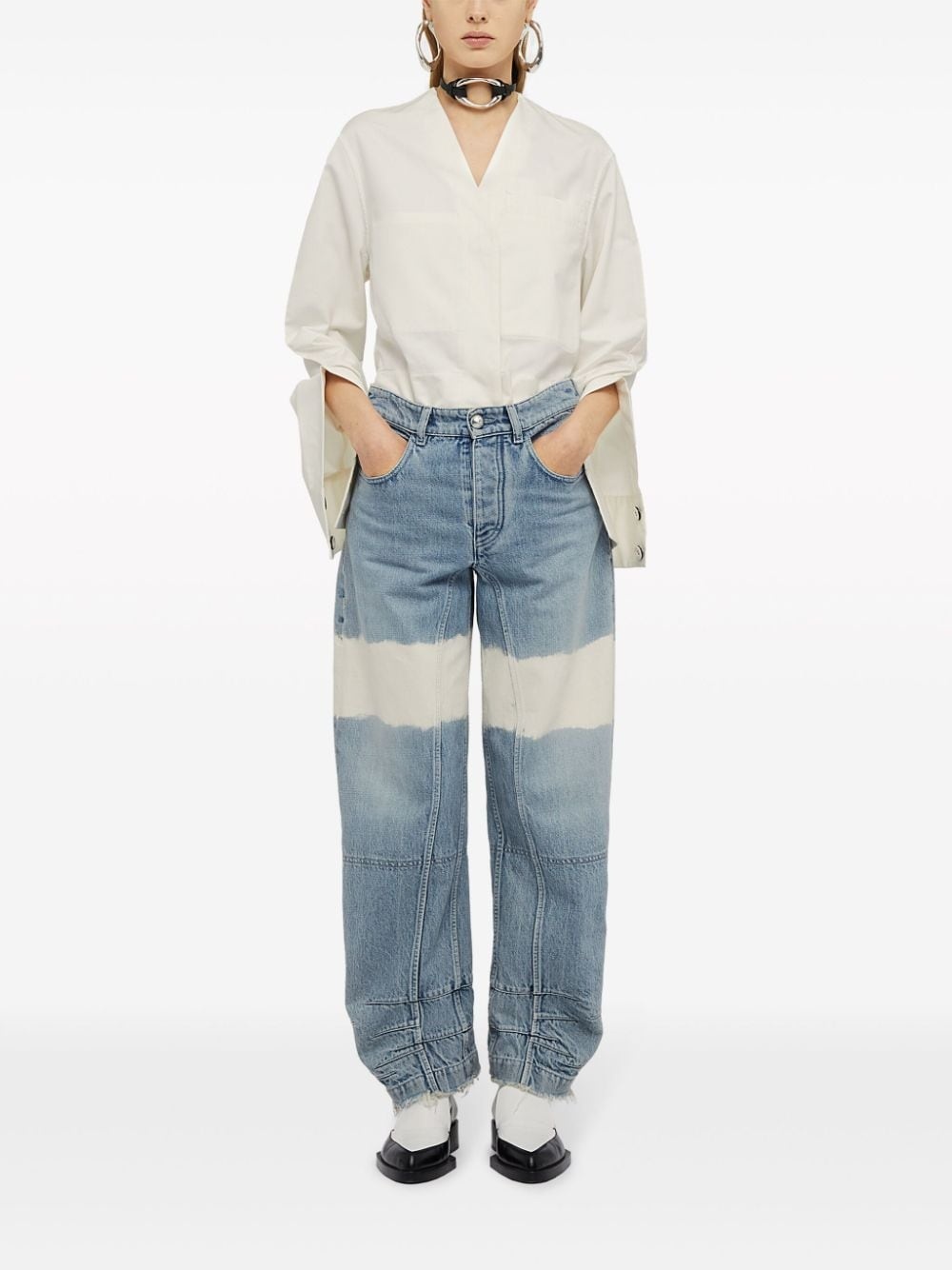 high-waist colour-block jeans - 2