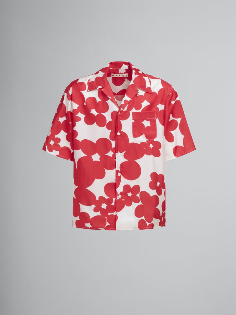 RED AND WHITE SHORT SLEEVED SHIRT WITH DILLES PRINT 1