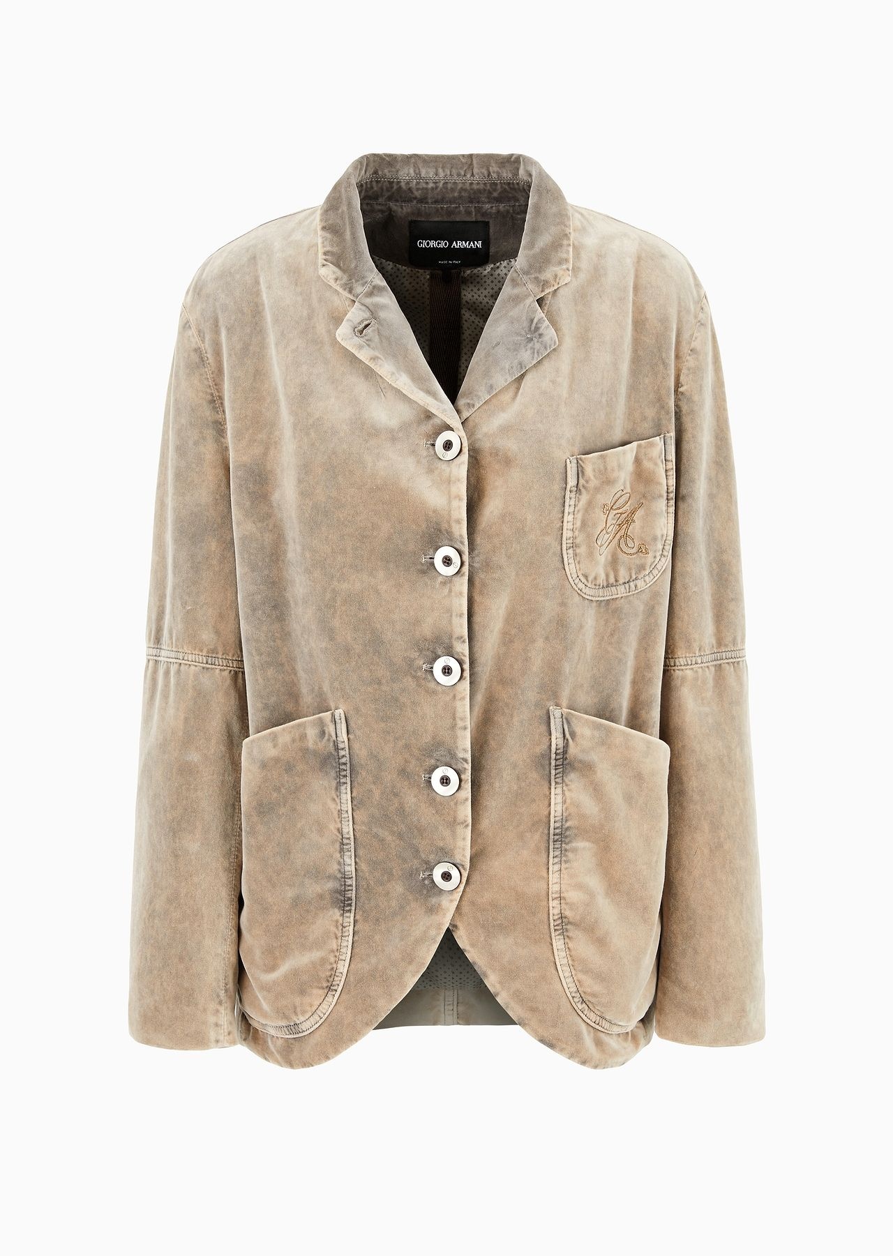 Single-breasted jacket in cotton velvet - 1