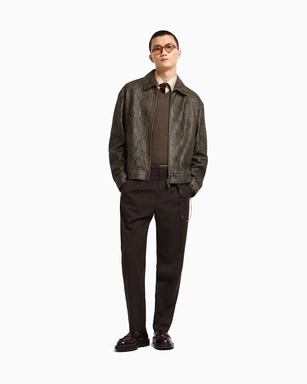 LAMBSKIN NAPPA LEATHER BLOUSON IN A PYTHON PRINT - 2