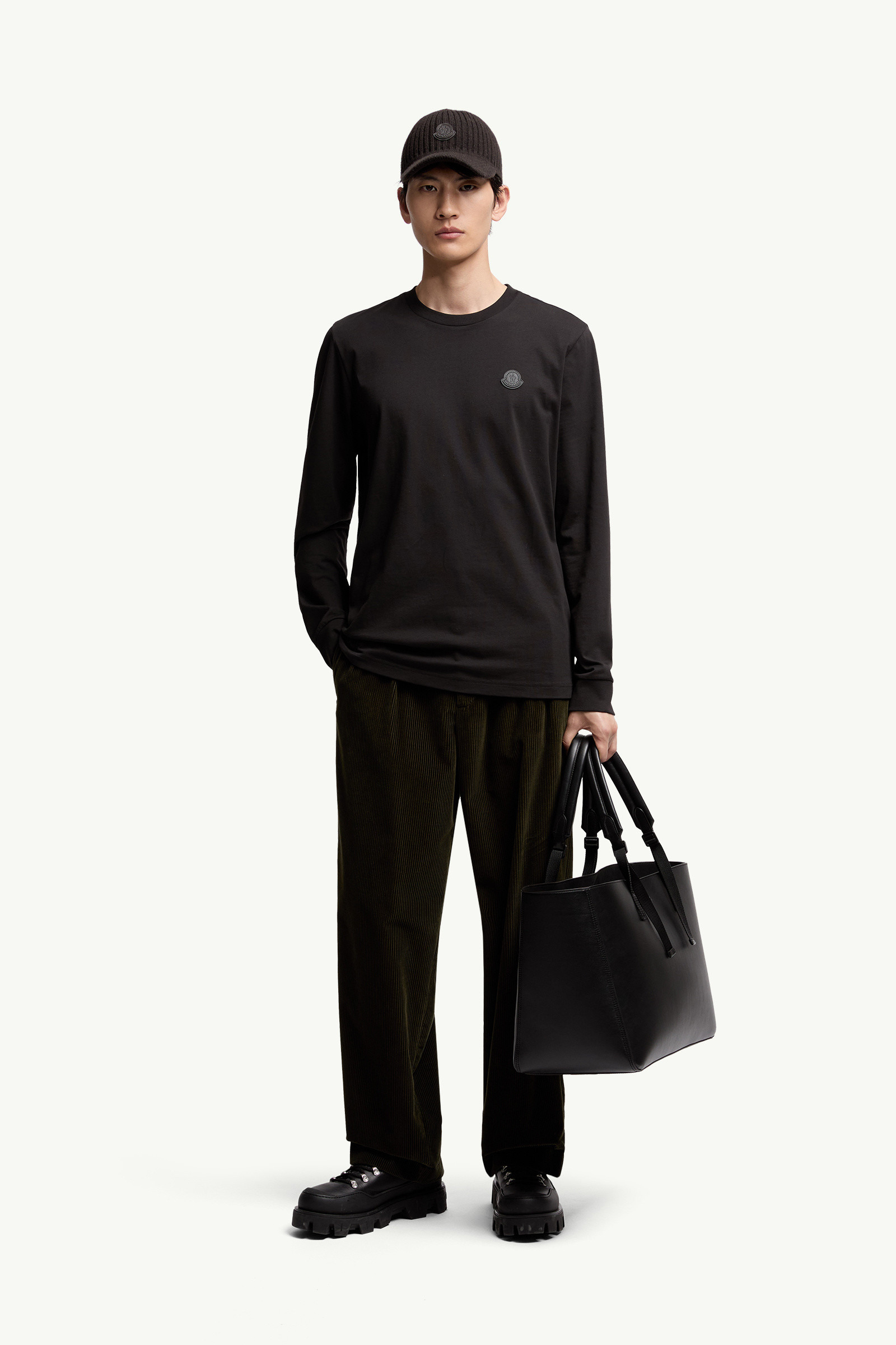 Leather Logo Long Sleeve Cotton T-Shirt - 2