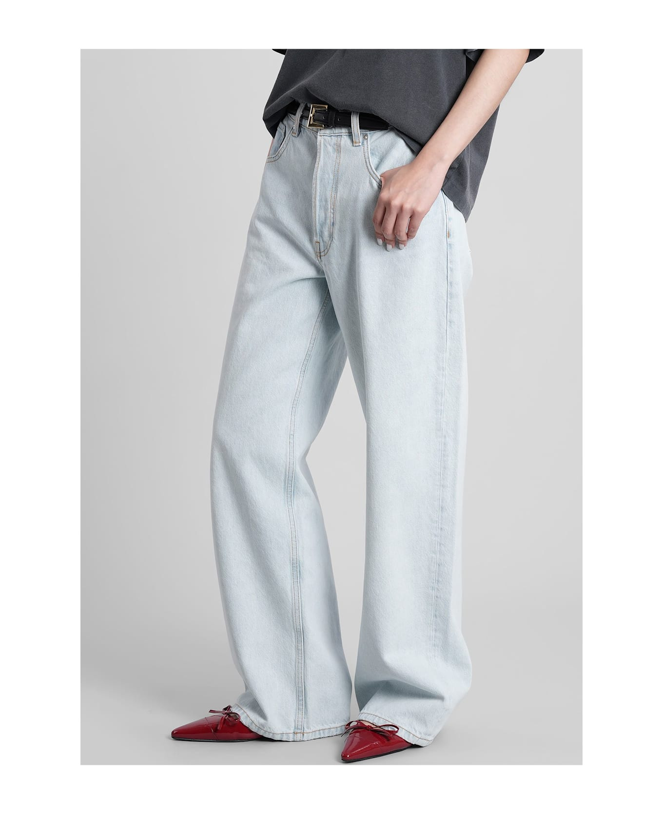Manon Jeans In Cyan Cotton - 4