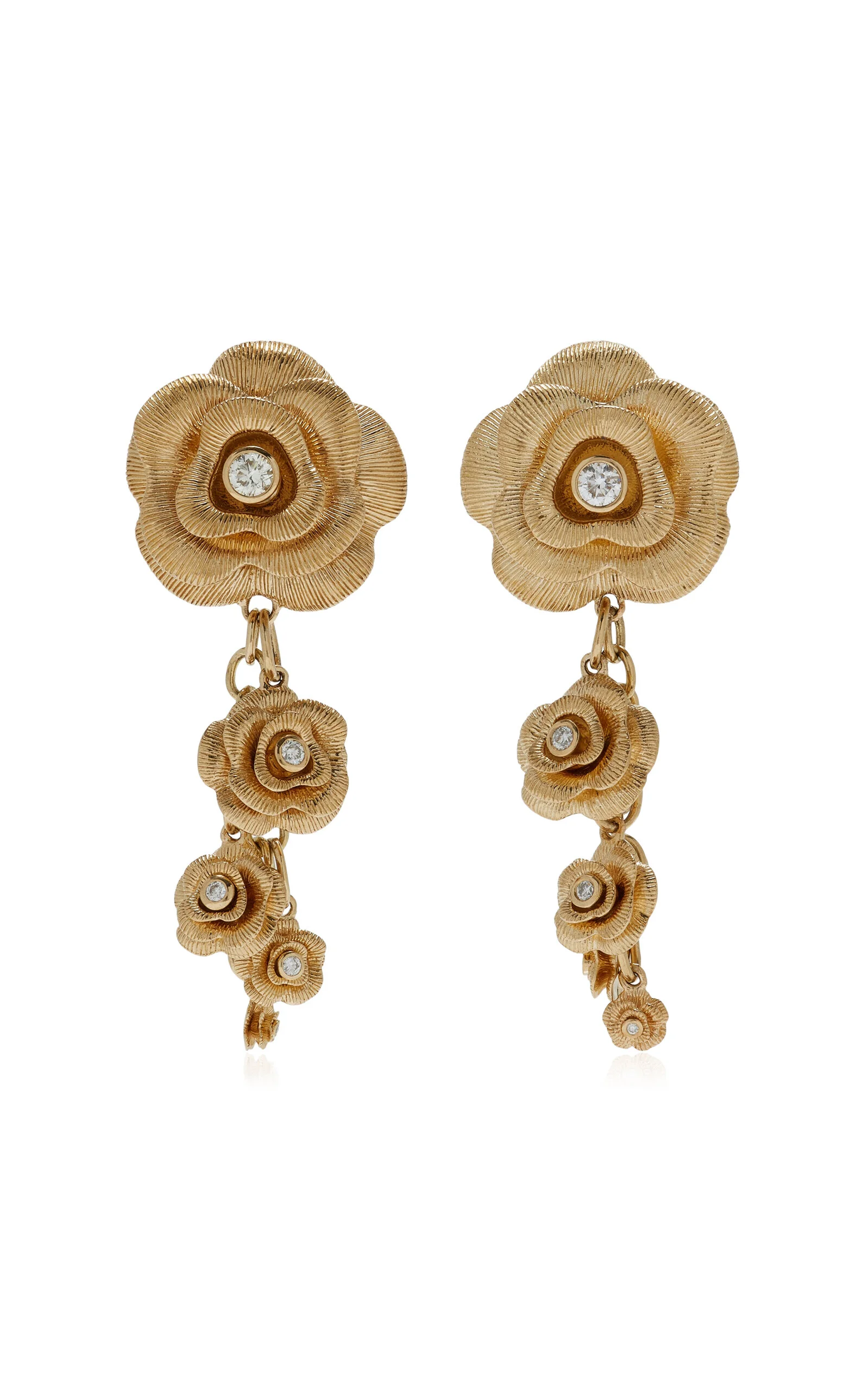 Rose 14K Gold Diamond Drop Earrings gold - 1